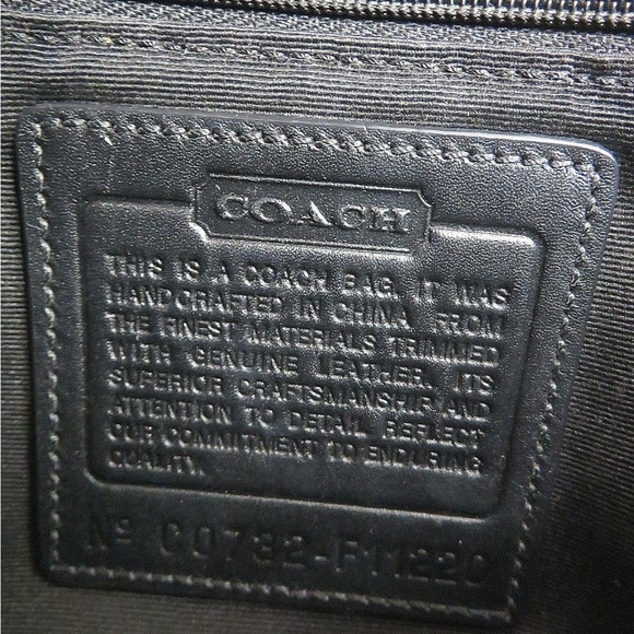 Coach Signature Monogram Leather Trimmed Tote. Bag Black C0732-F11220 - Picture 5 of 6